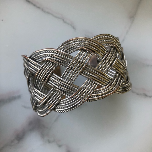 Silver-tone Braided Cuff Bracelet - Picture 1 of 5